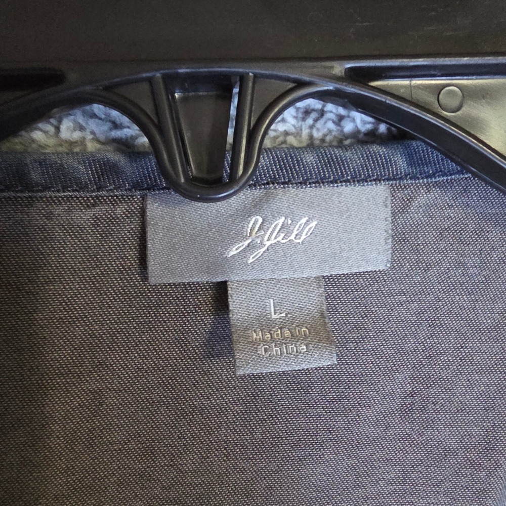 J. Jill Women Dark Wash Blue 100% Tencel Lyocell Wrap Top Long Sleeve Blouse L - Picture 2 of 6